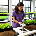 **

A modern agricultural college campus.  Focus on practical training: students working in a well-equipped lab analyzing soil samples.  Emphasis on advanced technology like precision farming equipment visible in the background.  Include diverse students and experienced professors.

**