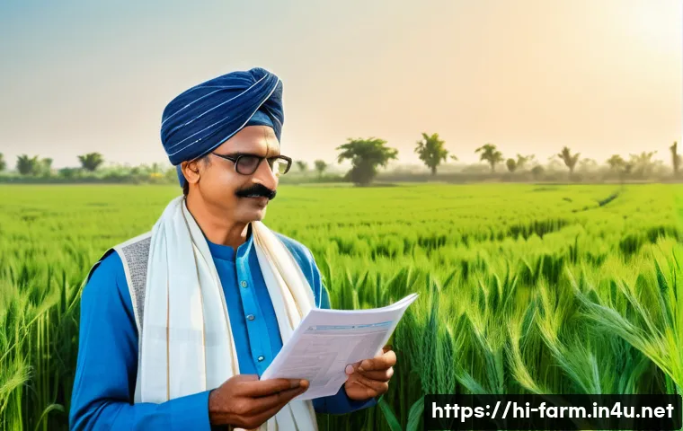 농산물품질관리사 자격증의 중요성 - A detailed scene of a Hindi-speaking Indian farmer wearing traditional kurta and dhoti, standing pro...