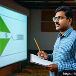 농산물품질관리사 자격증 유지 조건 - A professional Indian farmer attending a modern agricultural training seminar indoors, wearing pract...